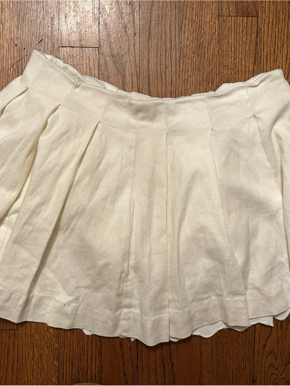 Anthropologie Maeve Women Lined Skirt Ivory Pleated Skort Eyelet Cutout Tennis 6